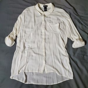 Wet Seal Cream Oversized Shirt (Small)